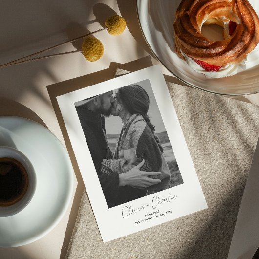 Minimalistische Boho Foto Huwelijk Opslaan Datum  Kaart