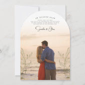 Minimalistische Boho Foto Save the Date Kaart (Achterkant)