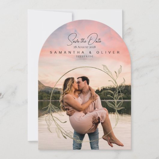 Minimalistische Boho Foto Save the Date Kaart (Voorkant)