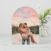 Minimalistische Boho Foto Save the Date Kaart (Staand voorkant)