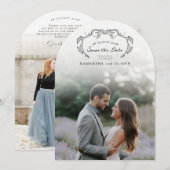 Minimalistische Boho-foto Save the Date Kaart (Voorkant / Achterkant)
