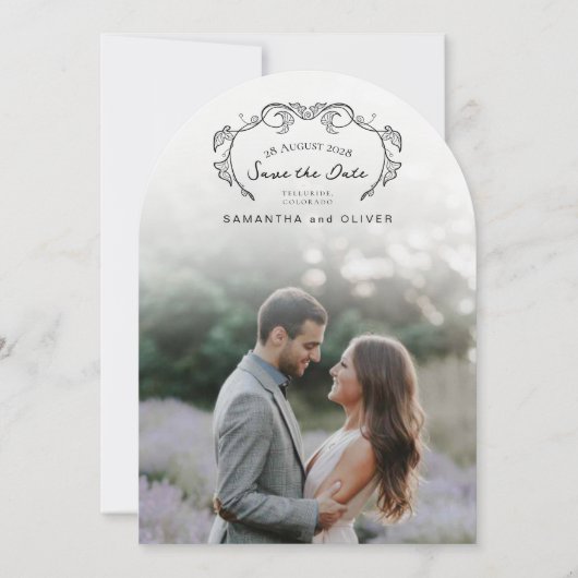 Minimalistische Boho-foto Save the Date Kaart (Voorkant)