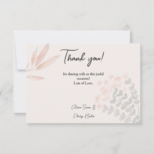 Minimalistische Boho Fotocollage bruiloft Bedankkaart (Achterkant)