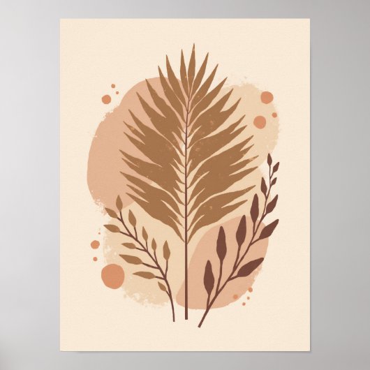 Minimalistische Boho Gedroogde Palmblad Abstracte Poster (Voorkant)