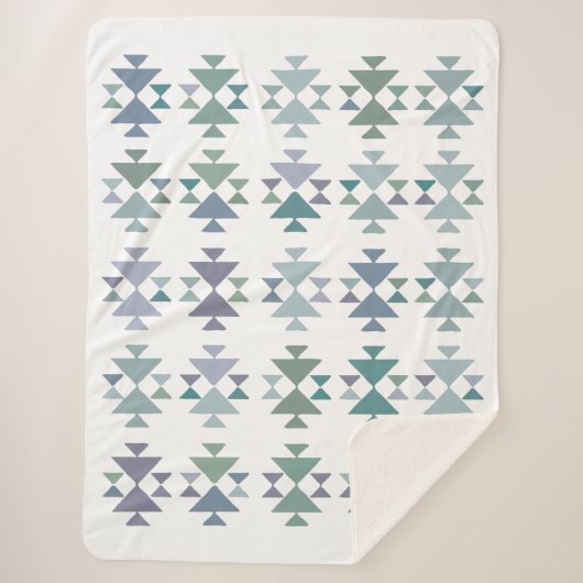 Minimalistische Boho geometrische zuidwesten blauw Sherpa Deken (Voorkant)
