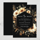 Minimalistische Boho Gold en Black Wedding Save The Date (Voorkant / Achterkant)