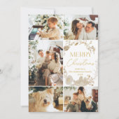 Minimalistische Boho gouden krans foto kerst Kaart (Voorkant)