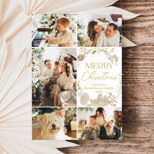 Minimalistische Boho gouden krans foto kerst Kaart