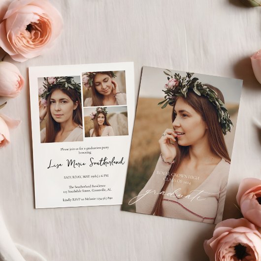 Minimalistische Boho Graduation Party uitnodiging