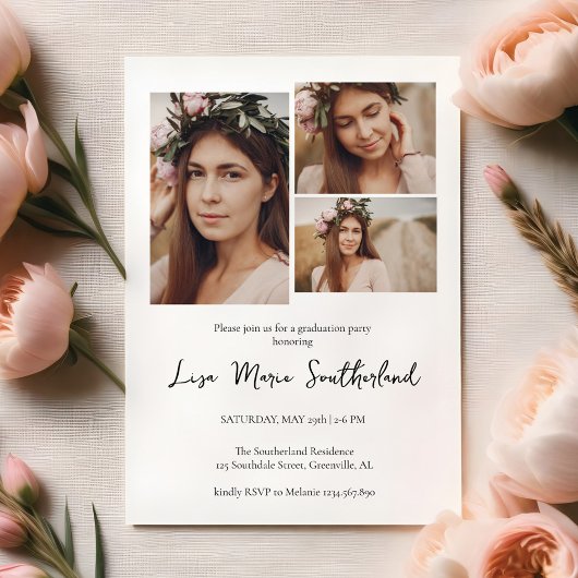 Minimalistische Boho Graduation Party uitnodiging