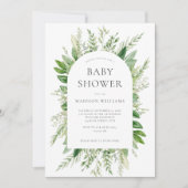 Minimalistische Boho Greenery Baby shower Kaart (Voorkant)