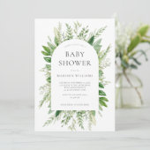Minimalistische Boho Greenery Baby shower Kaart (Staand voorkant)