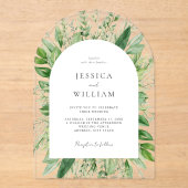Minimalistische Boho Greenery bruiloft Acryl Uitnodigingen (Voorkant)