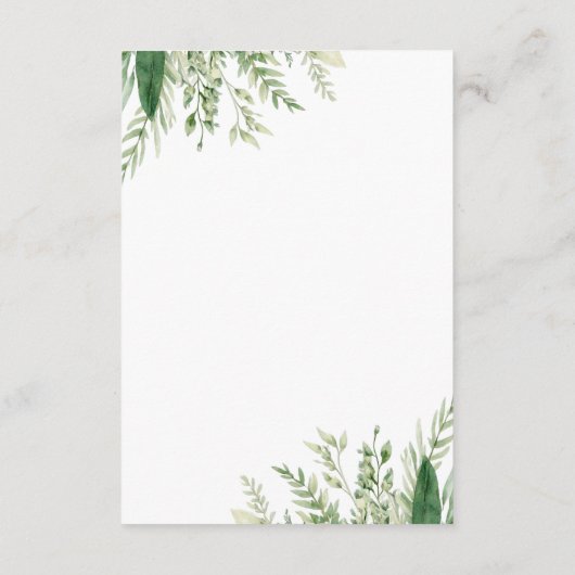 Minimalistische Boho Greenery bruiloft Informatiekaartje (Achterkant)