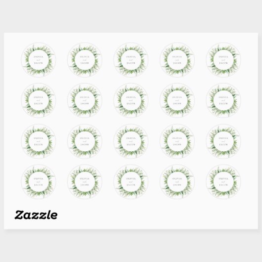 Minimalistische Boho Greenery bruiloft Ronde Sticker (Vel)