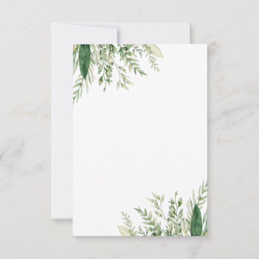 Minimalistische Boho Greenery bruiloft RSVP Kaartje (Achterkant)