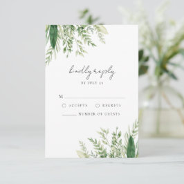 Minimalistische Boho Greenery bruiloft RSVP Kaartje