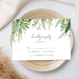 Minimalistische Boho Greenery bruiloft RSVP Kaartje