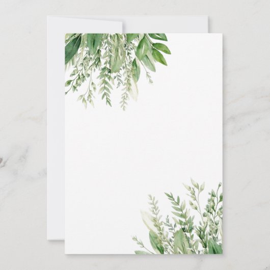 Minimalistische Boho Greenery bruiloft Save The Date (Achterkant)