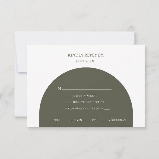 Minimalistische Boho Groene Boog Menu Keuze RSVP K (Achterkant)