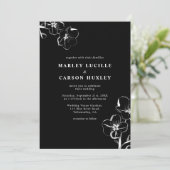 Minimalistische Boho Hand getrokken Bloemen Zwart Kaart (Staand voorkant)