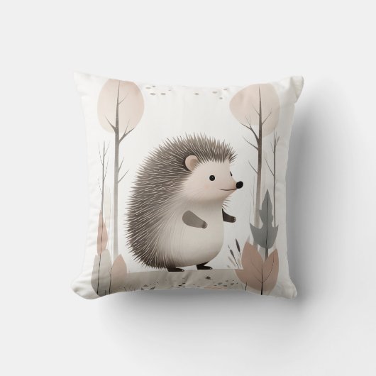 Minimalistische Boho Hedgehog Bossen kwekerij Kind Kussen (Voorkant)