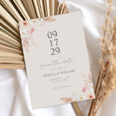 Minimalistische Boho-herfst bloemige bruiloft Save The Date