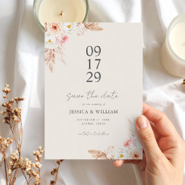 Minimalistische Boho-herfst bloemige bruiloft Save The Date