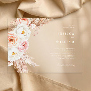 Minimalistische Boho Herfst Floral Wedding Acryl Uitnodigingen