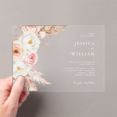 Minimalistische Boho Herfst Floral Wedding Acryl Uitnodigingen (Insitu (Draagbaar))