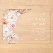 Minimalistische Boho Herfst Floral Wedding Acryl Uitnodigingen (Voorkant)