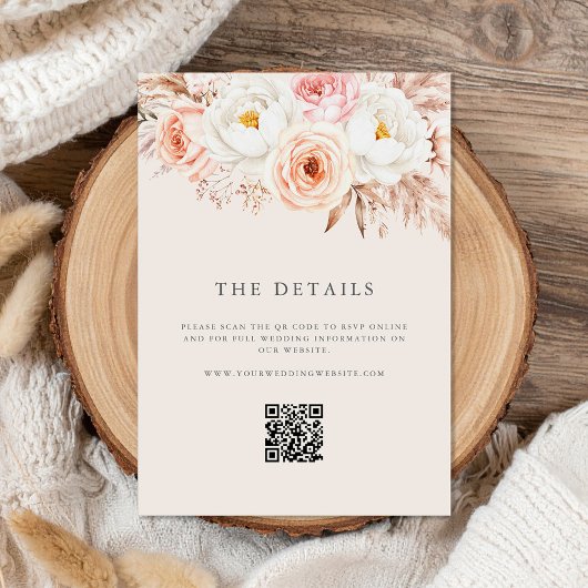Minimalistische Boho Herfst Floral Wedding Informatiekaartje