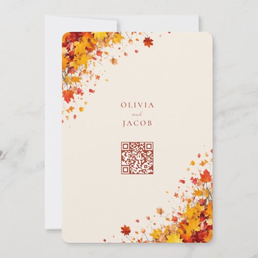 Minimalistische Boho Herfst Floral Wedding Kaart (Achterkant)