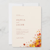 Minimalistische Boho Herfst Floral Wedding Kaart (Voorkant)