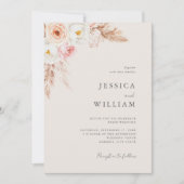 Minimalistische Boho Herfst Floral Wedding Kaart (Voorkant)