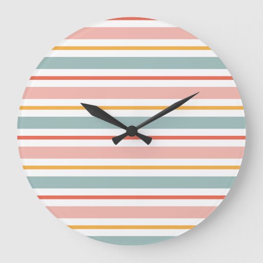 Minimalistische Boho Horizontale Lijnen Zachte Aar Grote Klok (Voorkant)