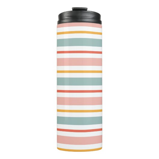 Minimalistische Boho Horizontale Lijnen Zachte Aar Thermosbeker (Voorkant)