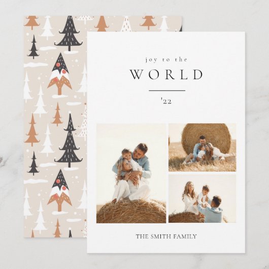 Minimalistische Boho Joy aan de World Kerstfoto Feestdagenkaart (Voorkant / Achterkant)