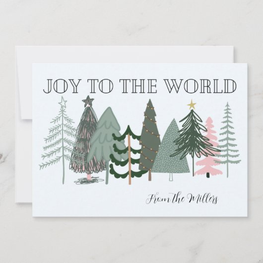 Minimalistische Boho Joy to the World Holiday Kaar Feestdagenkaart (Voorkant)