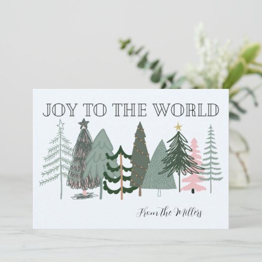 Minimalistische Boho Joy to the World Holiday Kaar Feestdagenkaart (Staand voorkant)