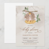 Minimalistische boho jurk waslijn bloemenmeisje kaart (Voorkant / Achterkant)