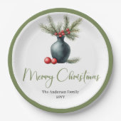 Minimalistische Boho Kerstboeket op Aardse Bord (Voorkant)