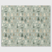 Minimalistische Boho Kerstbomen Sage Groen Cadeaupapier (Vlak)