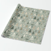 Minimalistische Boho Kerstbomen Sage Groen Cadeaupapier (Uitgerold)