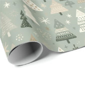 Minimalistische Boho Kerstbomen Sage Groen Cadeaupapier (Rol Hoek)