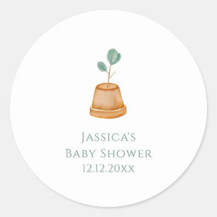 Minimalistische Boho Kleine Spruit Tuin Baby Showe Ronde Sticker