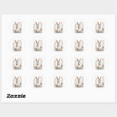 Minimalistische Boho konijnenbloemen Ronde Sticker (Vel)