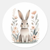 Minimalistische Boho konijnenbloemen Ronde Sticker (Voorkant)