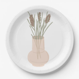 Minimalistische Boho Lavendel in glazen vaas Papieren Bordje