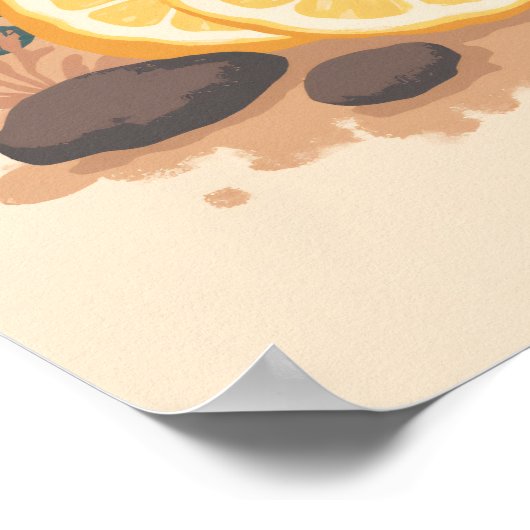 Minimalistische Boho Lemon Slices Abstracte Keuken Poster (Hoek)